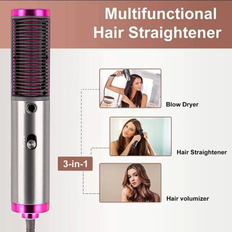 Shop-nest New Hot Air Hair Dryer Brush 3 In 1 Hair Blow Dryer Straightener Volumizer Negative Ion Styler Comb Kit For Wet Dry Hair