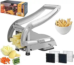 Shop-nest Potato Cutter French Fries Cutting Machine Vegetable Tools Chipper Cucumber Multi Stainless Steel Potato Slicer Kitchen Gadgets Chopper Chips Machine 2Blades