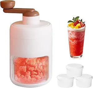 Shop-nest Manual Ice Crusher Machine with 3 Ice Trays, Ideal for Smoothies, Shaved Ice, and Frozen Cocktails – Portable Handheld Snow Cone Maker