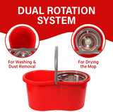 Shop-nest Spin Mop and Bucket with Wringer Set, 360° Spinning Mop and Bucket System with Double Cotton Tip Replacement Heads and Stainless Steel Adjustable Handle for Floor Cleaning