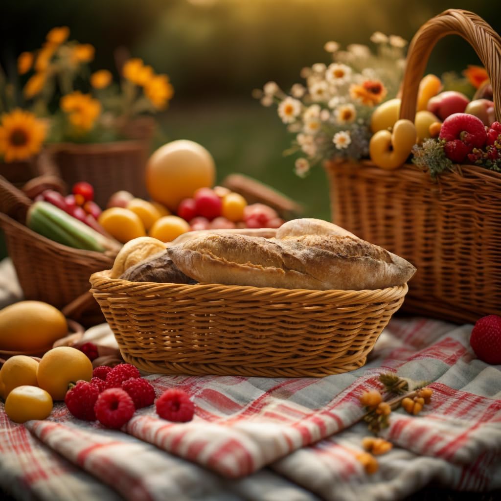 Shop-nest Handwoven Rattan Serving Basket, bread basket Medium