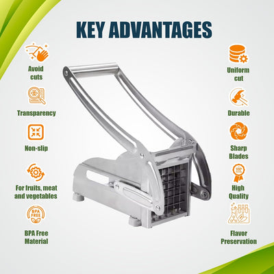 Shop-nest Potato Cutter French Fries Cutting Machine Vegetable Tools Chipper Cucumber Multi Stainless Steel Potato Slicer Kitchen Gadgets Chopper Chips Machine 2Blades