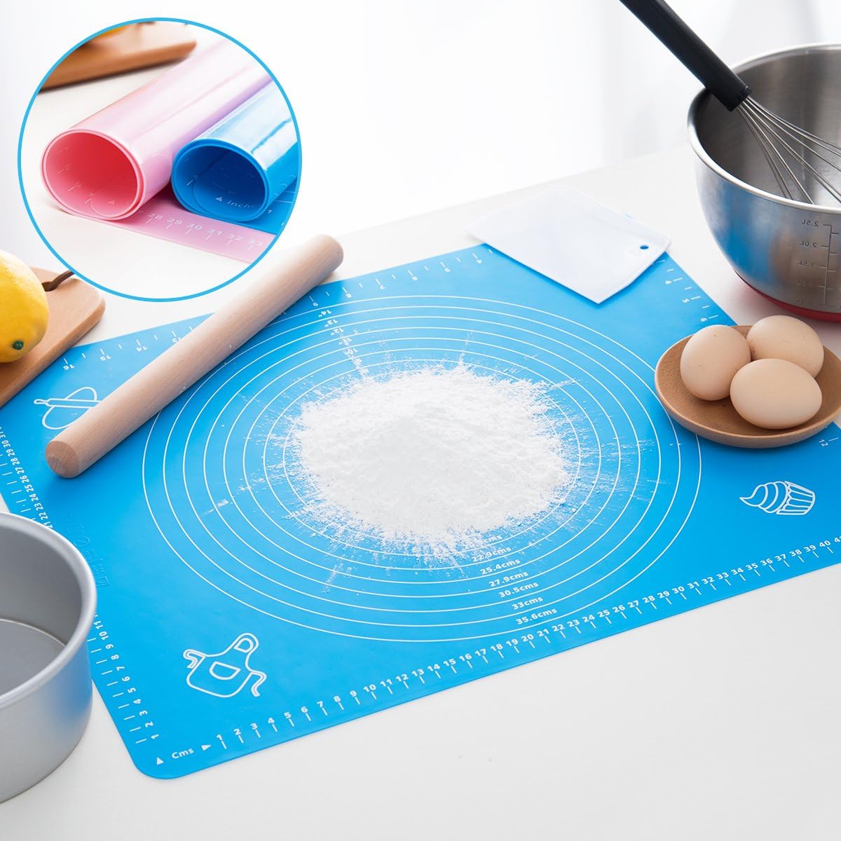 Shop-nest Silicone Baking Mat, Extra Thick Large Non Stick Pastry Mat Sheet for Dough Pie Crust Rolling Mats, Non-Stick and Anti-Slip, Dishwasher Safe