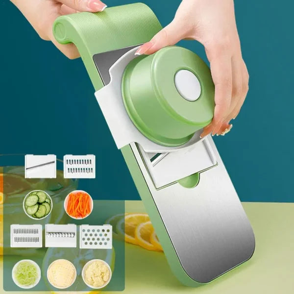 Shop-nest 5 In 1 Stainless Steel Multi Functional Safe Manual Vegetable Slicer Cutter Potato Shredders Garlic Carrot Grater Chopper (random Colors)